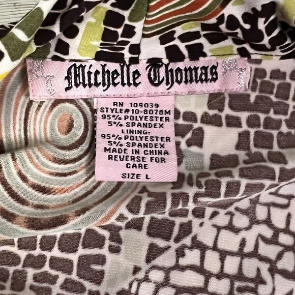 Michelle Thomas Shirt Women's L Top Blouse Multicolor Long Sleeve - Picture 4 of 8